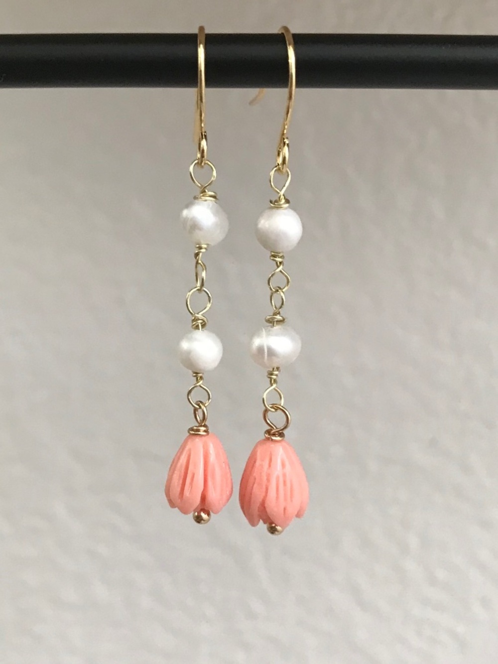 Handmade Pikake & Freshwater Pearl Earrings
